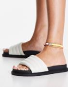 Truffle Collection Padded Slides In White