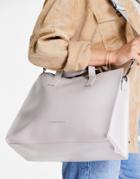 Claudia Canova Shoulder Strap Square Tote Bag In Gray