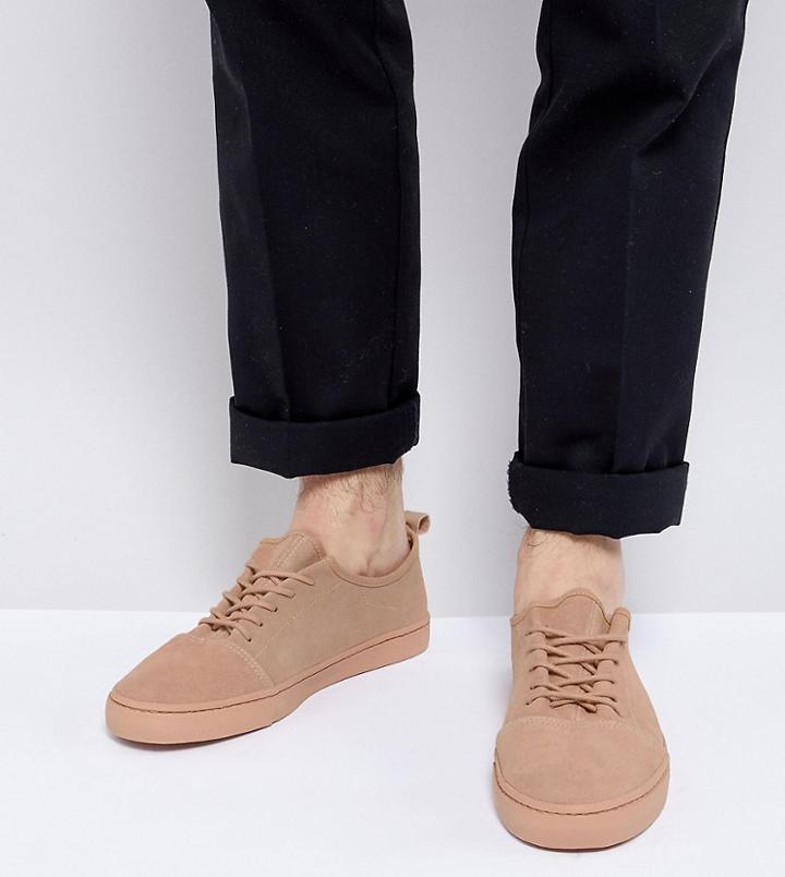 Asos Lace Up Sneakers In Pink Suede - Pink