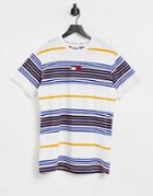 Tommy Jeans Center Badge Stripe T-shirt In White Multi