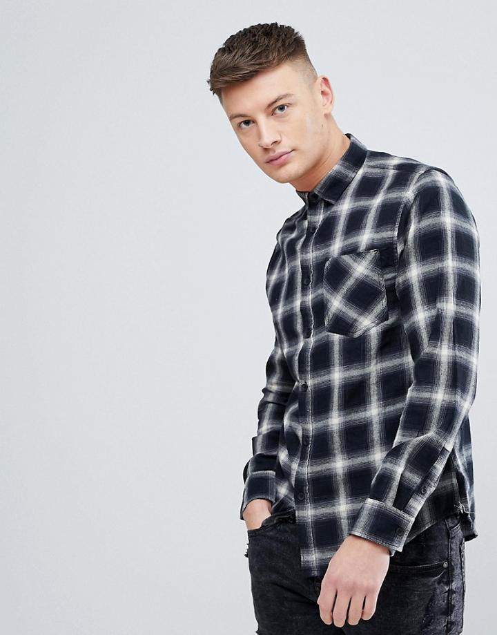 New Look Regular Fit Shirt In Black Check - Black