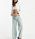 Asos Design Petite Slouchy Chino Trouser In Green Check