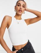 Missguided Basic Ribbed Sleeveless Crop Top In White
