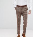 Heart & Dagger Harris Tweed Skinny Suit Pants In Check - Brown