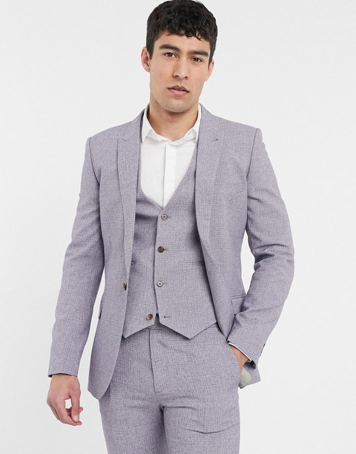 Asos Design Wedding Super Skinny Suit Jacket In Dark Gray Cross Hatch-grey