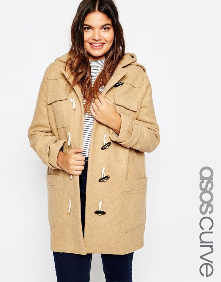 Asos Curve Classic Duffle Coat - Navy