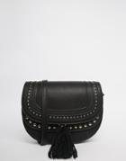 Mango Fringe Tassle Saddle Bag - Black