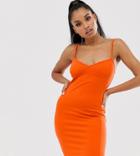 Fashionkilla Petite Going Out Cami Dress With Seam Detail In Orange - Orange