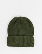 Boardmans Panna Ribbed Beanie Hat In Khaki-green