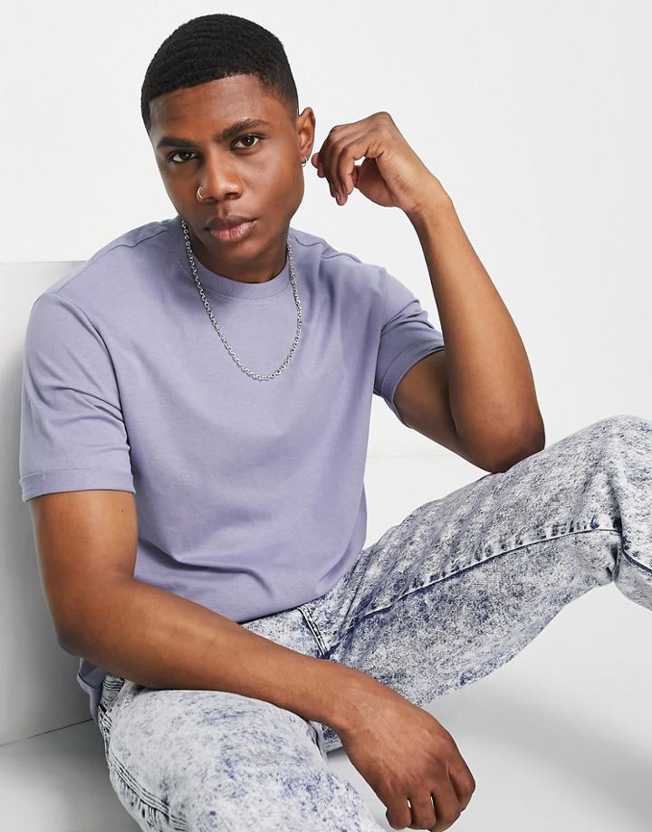 Bershka Longline T-shirt In Blue