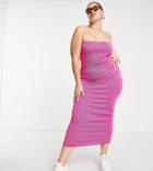 Collusion Plus Ribbed Bandeau Top In Pink