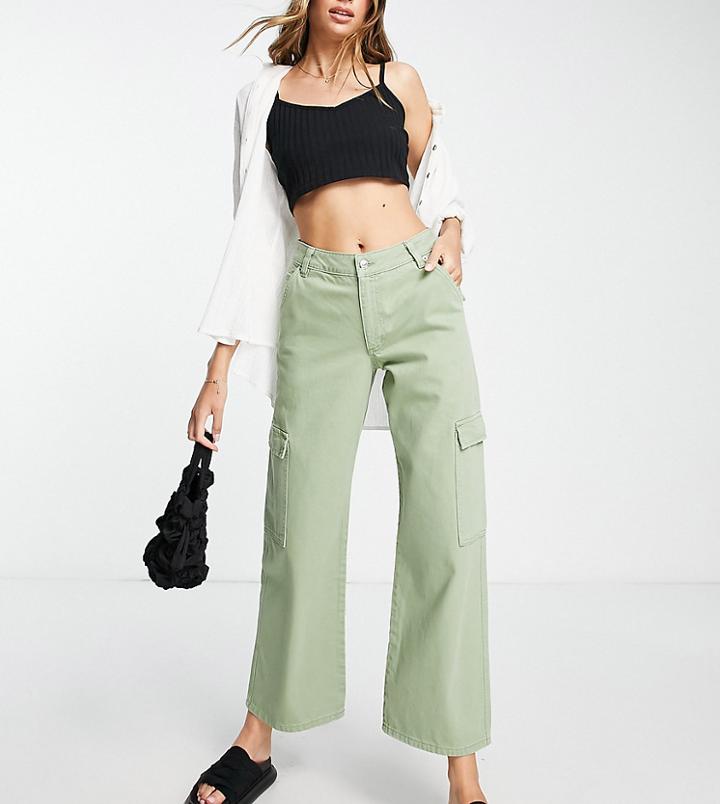 Asos Design Tall Cargo Jeans In Khaki-green