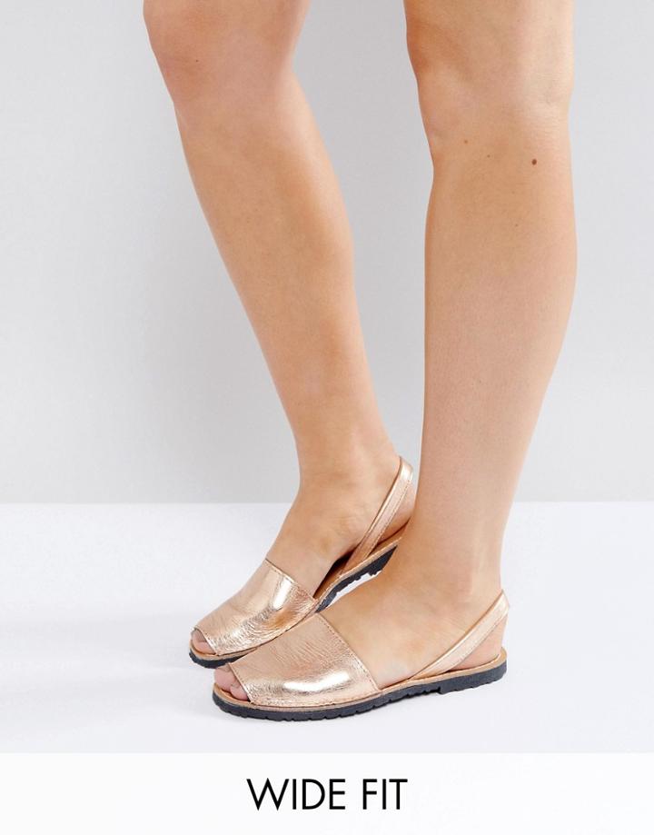 Park Lane Wide Fit Sling Flat Sandal - Copper