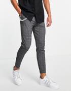 Mauvais Check Smart Pants With Frosted Chain In Gray-grey