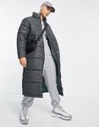 Another Influence Longline Puffer Jacket In Charcoal-grey