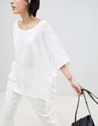Paisie Oversized T-shirt With Seam Detail In Sleeves - White