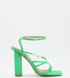 Asos Design Wide Fit Watermelon Strappy Heeled Sandals In Green