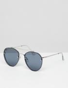 7x Round Sunglasses With Black Ombre Lens - Silver