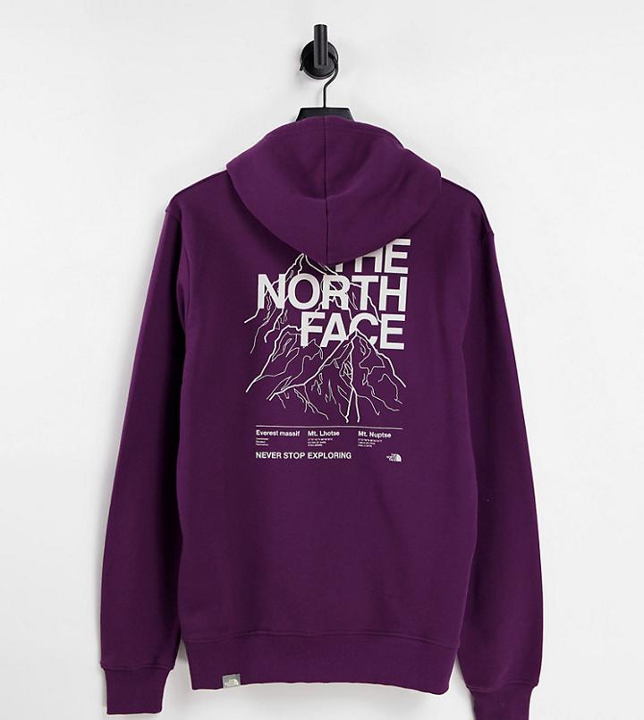 The North Face Mountain Outline Hoodie In Purple Exclusive At Asos