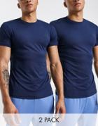 Threadbare Active 2 Pack Training T-shirts In Navy