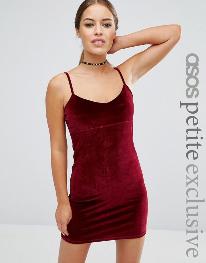 Asos Petite Velvet Mini Cami Bodycon Dress - Red