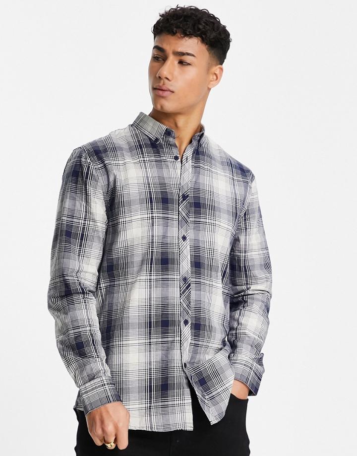 Threadbare Plaid Shirt In Navy