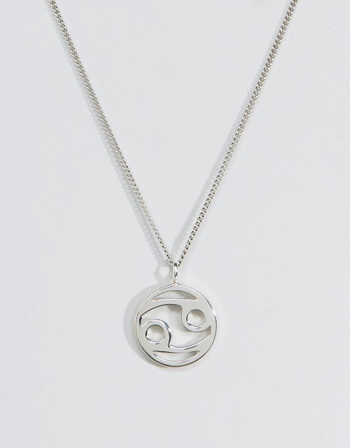 Fashionology Sterling Silver Cancer Zodiac Necklace - Silver