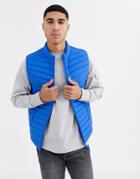 Asos Design Vest With Stand Collar In Cobalt-blue