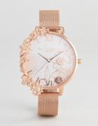 Olivia Burton Ob16cb13 Case Cuff Mesh Watch In Rose Gold - Gold