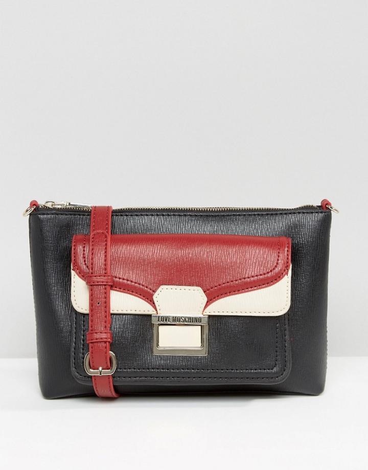 Love Moschino Color Block Cross Body Bag - Black