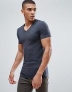 Asos Extreme Fitted Fit T-shirt With V Neck And Stretch - Gray