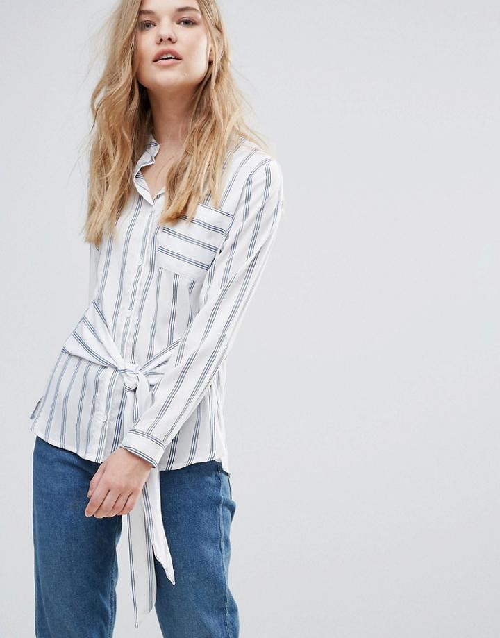Influence Tie Front Shirt - White