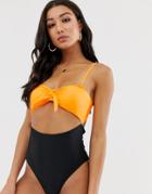 Brave Soul Tie Front Swimsuit - Multi