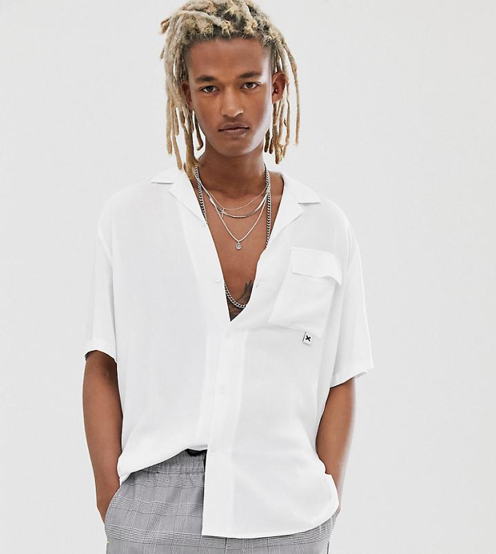 Collusion Oversized Revere Shirt In White - White