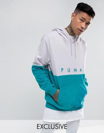 Puma Pull Over Mixed Polar Hoodie In Purple Exclusive To Asos - Purple