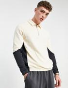 Asos Design Oversized Half Zip Polo Sweatshirt In Color Block-neutral