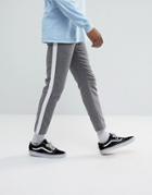 Asos Slim Cropped Pants In Gray Nepp With Side Stripe - Gray