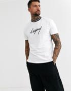 Asos Design Organic Cotton Relaxed T-shirt With Legacy Print And Contrast Rib Neck-white
