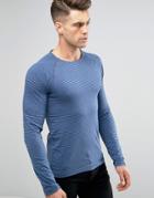 Blend Microstripe Long Sleeve Top Ensign Blue - Blue