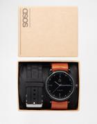 Asos Sleek Interchangeable Watch With Rubber Strap - Black