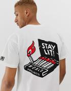 World Projects Stay Lit Back Print T-shirt In Oversized Fit - White