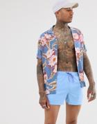 Asos Design Swim Shorts In Pastel Blue Short Length - Blue