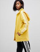 Adidas Originals Adicolor Three Stripe Stadium Jacket With Hood In Yellow - Yellow