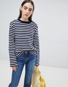 Kings Of Indigo Organic Cotton Stripe Top With Contrast Ringer - Multi