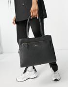Paul Costelloe Leather Tote Bag With Zip Front In Black