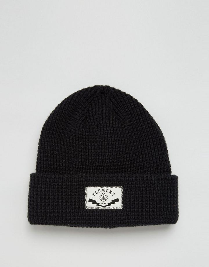 Element Beanie In Waffle Knit - Black