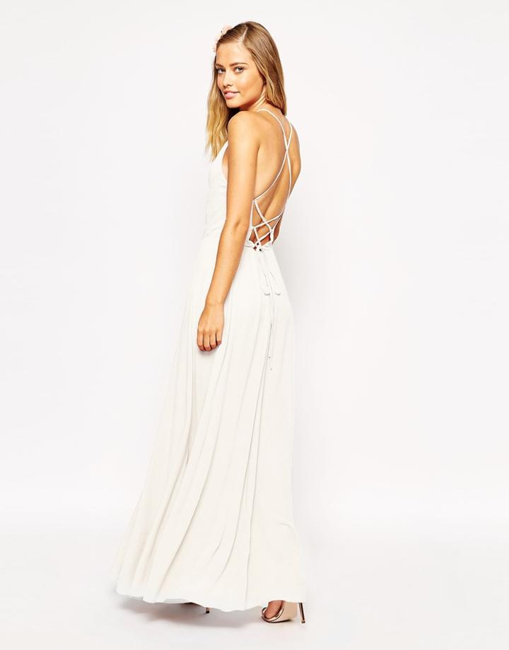 Asos Maxi Dress With Tie Back - Cream