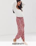 New Look Maternity Paisley Jogger In Red Pattern - Red