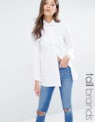 Waven Tall Clean Cut Denim Shirt - White