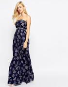 Ax Paris Maxi Dress In Palm Print - Navy